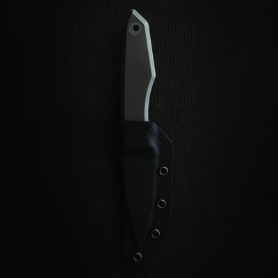 BIG IDEA DESIGN LLC titanium fixed blade knife with minimalist titanium handle and black Kydex sheath for EDC