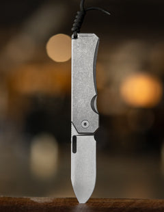 Big Idea Design LLC sleek titanium pocket knife with stonewashed finish and compact blade