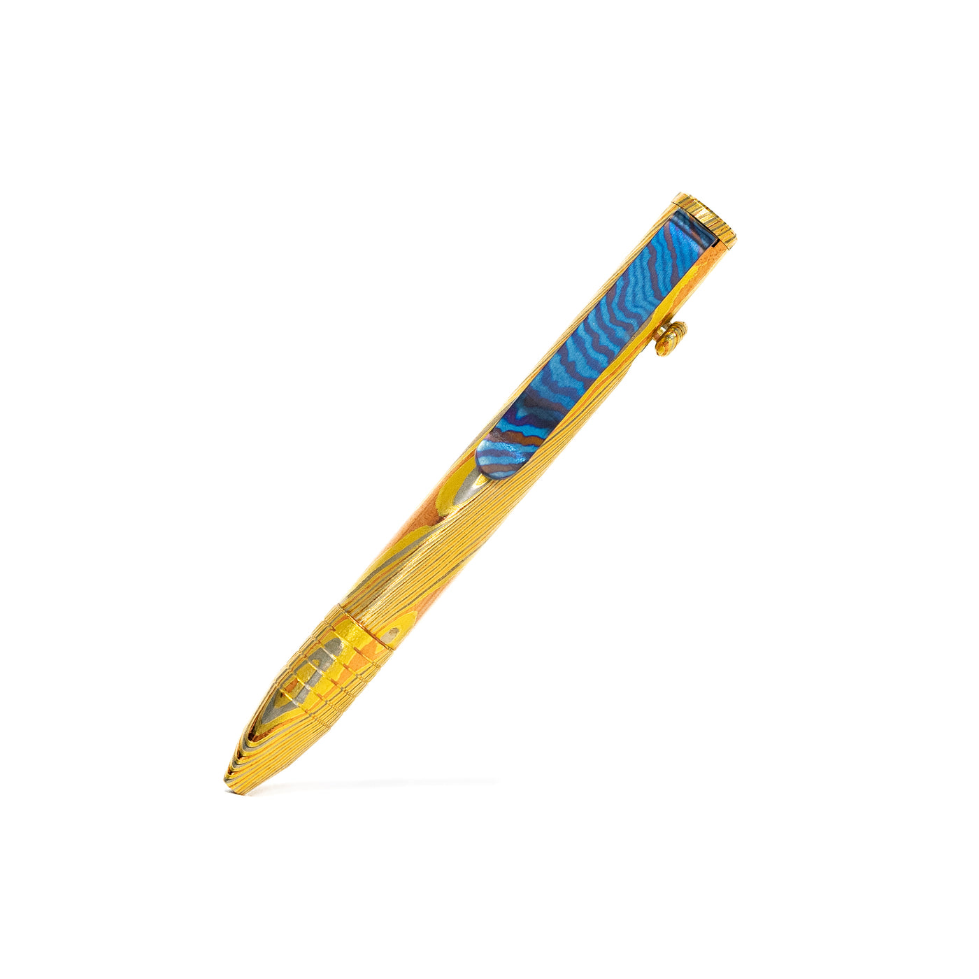 Mini Bolt Action Pen - Full Brass Damascus