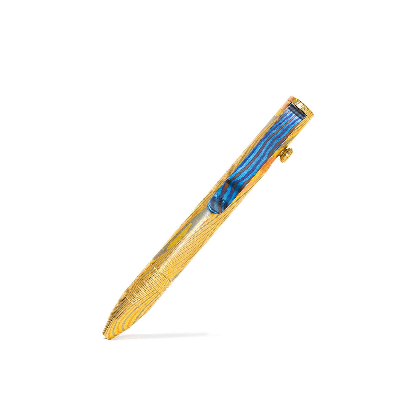 Mini Bolt Action Pen - Full Brass Damascus