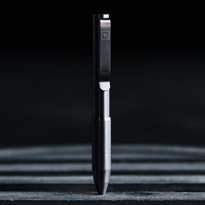 BIG IDEA DESIGN LLC titanium pocket Pens with matte metal finish clip and ridged grip for EDC
