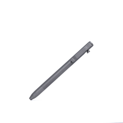 Big Idea Design LLC titanium bolt action pen in sleek gray metal with clip and bolt mechanism